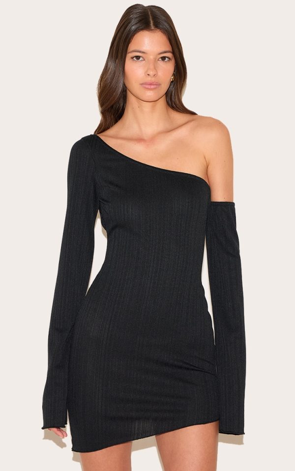 c0a643974e3a6dbba4d0734fdccff50ce90df9d1_CNM4671_1_black_textured_long_sleeve_asymmetric_mini_dress