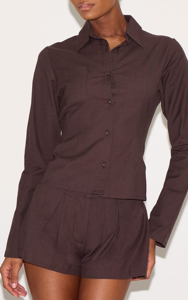 c263a216d9103efaebc1d9eca45c58079108cc45_CNM3196_1_chocolate_pleated_mini_shorts