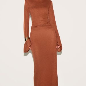 Chestnut Textured Maxi Skirt