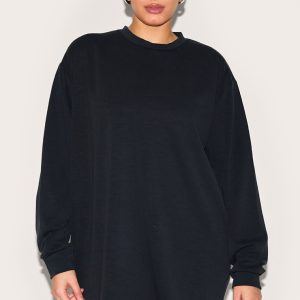 Plus Black Modal Long Sleeve Sweater Dress