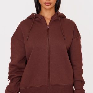 Petite Chocolate Hooded Zip Up Sweatshirt