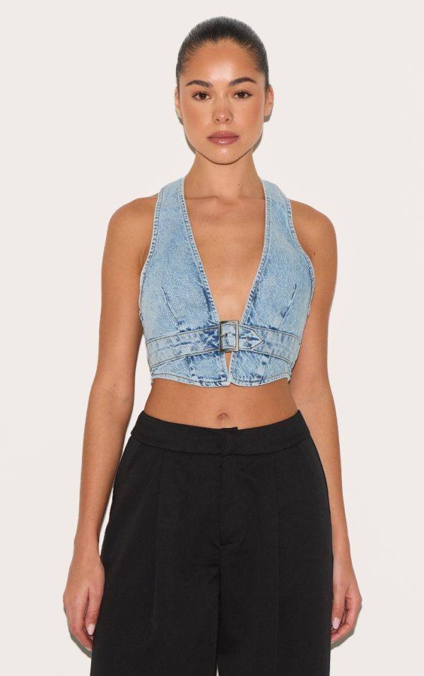 c45cc88f0ad8acc8de83c98e4e9605d9da39231d_CNE1207_1_light_blue_wash_buckle_front_denim_halterneck_top