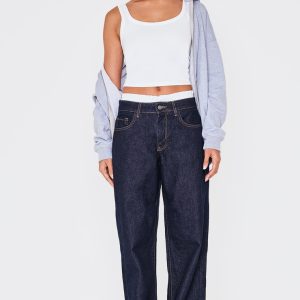 Dark Indigo Boxer Waistband Detail Denim Jeans