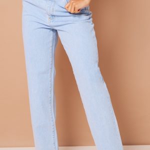 Light Blue Wash Dipped Back Waistband Boyfriend Jeans