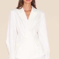 c659ae751e56bd22d4a6351c4be3f2b4fe098d52_CNM1781_1_white_woven_cinched_waist_fitted_blazer