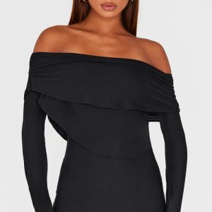 Black Soft Touch Long Sleeve Mini Dress