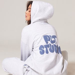 PRETTYLITTLETHING Ash Grey Premium Studio Print Oversized Hoodie