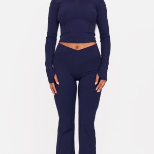 Navy Sculpt Wrap Waist Yoga Pants