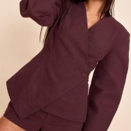 c7ac5bf1220b82ac4efefd82e33fc1966f15a653_CNM6064_1_deep_chocolate_premium_linen_tailored_cocoon_sleeve_cinched_blazer