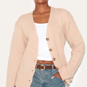 Oatmeal Chunky Knit Longline Cardigan