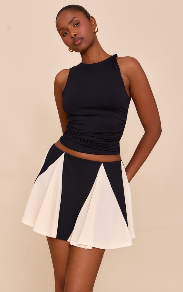 c8158f6ebe90b1c5574b7569a0d328158a8a9d96_CNM7332_2_black_chiffon_contrast_godet_mini_skirt