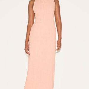 Peach Textured Scoop Back Maxi Dress
