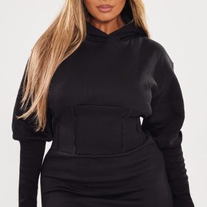 Shape Black Sweat Corset Detail Jumper Dress