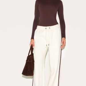 Cream Wide Leg Tape Detail Joggers