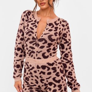 Leopard Soft Knit Button Up Bodysuit
