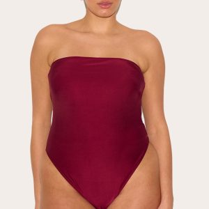 Plus Berry Strapless Swimsuit
