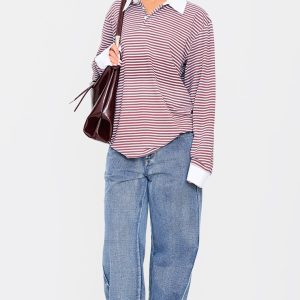 Acid Blue Wash Low Rise Seam Detail Wide Leg Jeans