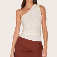 cabb4de34a5d326cbe6974088571cbafd6586a67_CNM4240_4_chocolate_linen_blend_foldover_ruched_mini_skirt