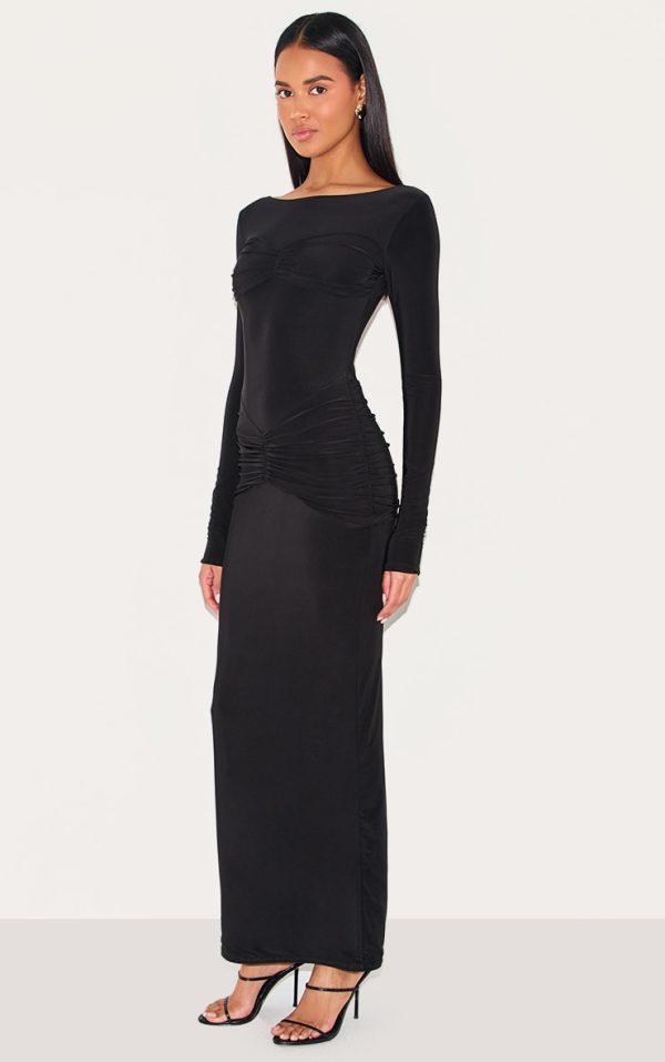cae55bfd7300259b00bc4466d10e4c4be3b4756a_CNM7264_3_black_sinky_ruched_panel_detail_maxi_dress