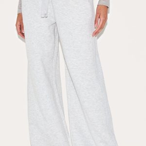 Ash Grey Wide Leg Rib Tape Joggers