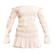 cb648677f561fef1db8717de7ddd06be781af403_CNM7487_5_cream_chiffon_bardot_long_sleeve_ruched_bodycon_dress