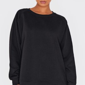 Black Premium Fleeceback Longline Sweatshirt