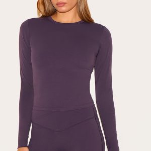 Dark Plum Ultimate Sculpt Long Sleeve Crop Gym Top