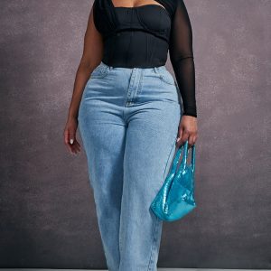Plus Black Mesh Corset Top