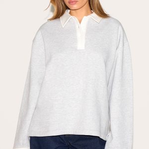 Ash Grey Oversized Polo Sweatshirt