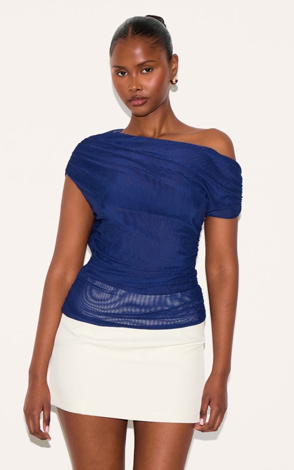 cd39e26def9e523f7c532eee8a94d8ae84bba098_CNM6684_1_navy_double_layer_mesh_ruched_detail_asymmetric_top