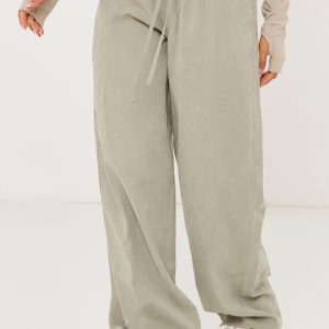 Petite Pale Green Peach Skin Cargo Trousers