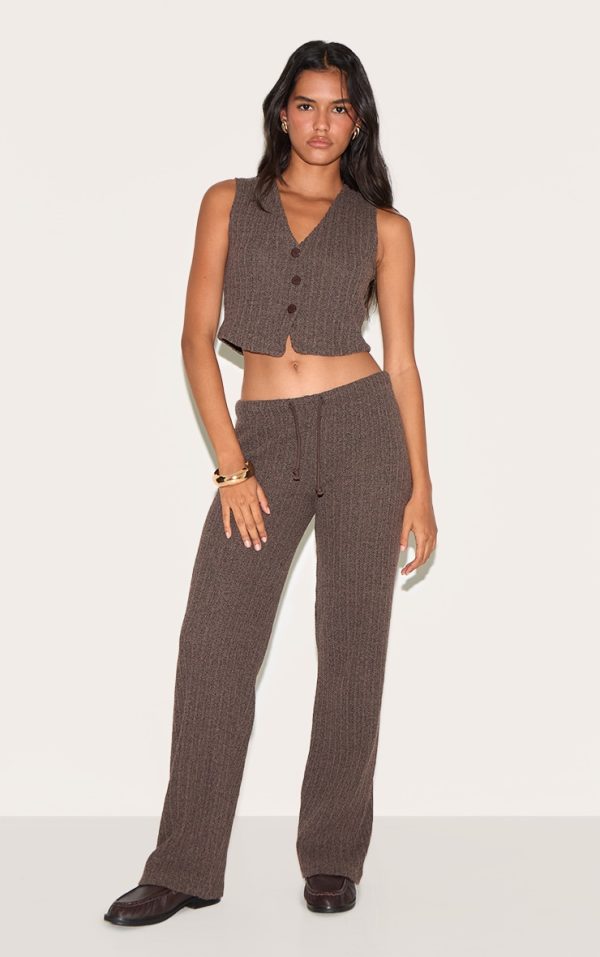 cda60a3ab97d75ecc1c41000464e57ad79f3cbbb_CNM8613_1_chocolate_distressed_textured_rib_low_rise_drawstring_wide_leg_trousers