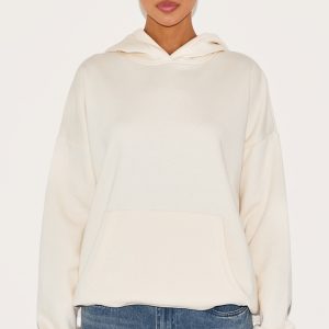 Oatmeal Oversized Sports Borg Applique Hoodie