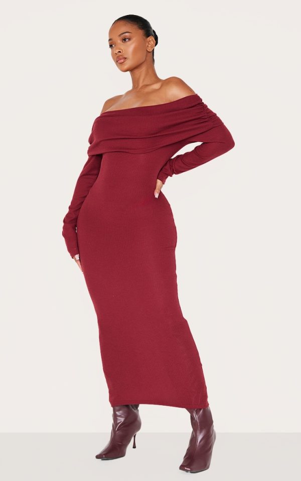 cef2e8a1f61879a1cb44e24511fbf1639d9cae48_CNL8664_3_shape_burgundy_rib_bardot_long_sleeve_maxi_dress