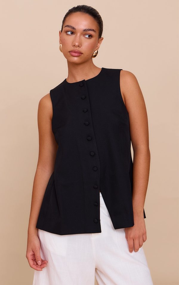 cf3354cac92383cf16a58f30baad1167601956e7_CNN0272_1_black_woven_button_down_longline_waistcoat