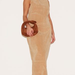 Plus Stone Faux Suede Low Maxi Skirt