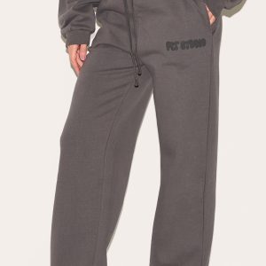 PRETTYLITTLETHING Tall Charcoal Premium Studio Print Straight Leg Joggers