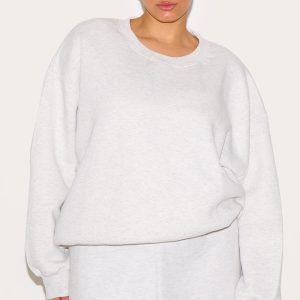 Plus Ash Grey Longline Oversized Sweatshirt