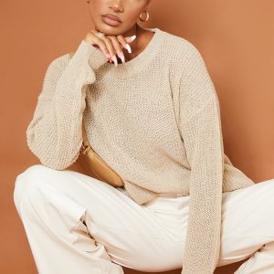Stone  Crew Neck Knit Jumper