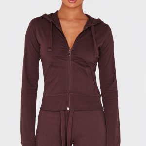 Chocolate Zip Up Fitted Track Top