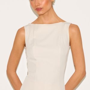 Tall Nude Cinched Sleeveless Woven Top