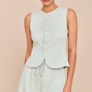 Pale Lime Tailored Woven Waistcoat