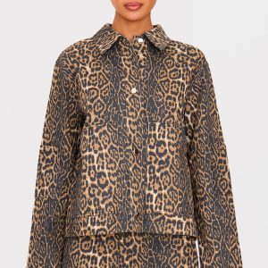 Stone Leopard Twill Boxy Jacket