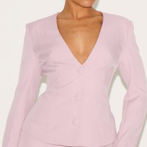 Shape Blush Pink Plunge Front Cinched Waist Blazer