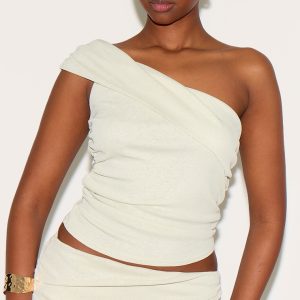 Clay Onion Skin Ruched Side Asymmetric Top