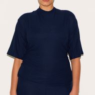 d1e796d91f9aaaf5f51eafffd0845e059327ad59_CNM2626_1_plus_navy_soft_touch_ruched_oversized_short_sleeve_t_shirt