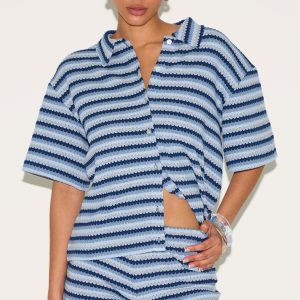 Blue Textured Stripe Shirt
