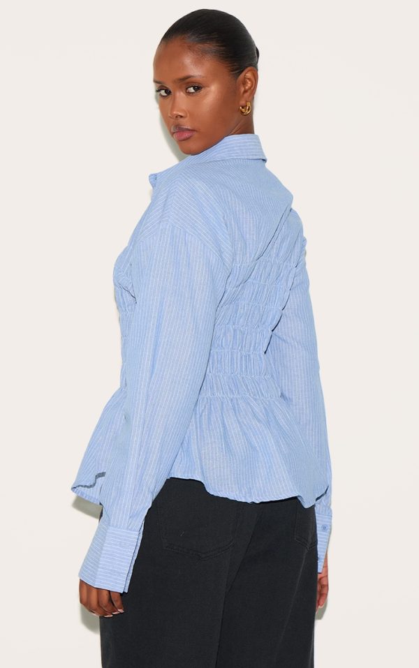 d2bf3facc2baa8045a471dd449b49066e0706e7f_CNL7547_2_blue_shirred_striped_fitted_shirt