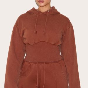 Shape Clay Sweat Cropped Shirred Waist Hoodie