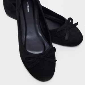 Black Wide Fit Round Toe Ballet Shoes
